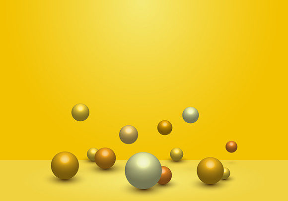 3D Spheres Glossy Ball Yellow Background: Elevating Modern Banner Designs with Dynamic Vector Art