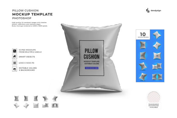 Pillow Cushion 3D Mockup Template Bundle